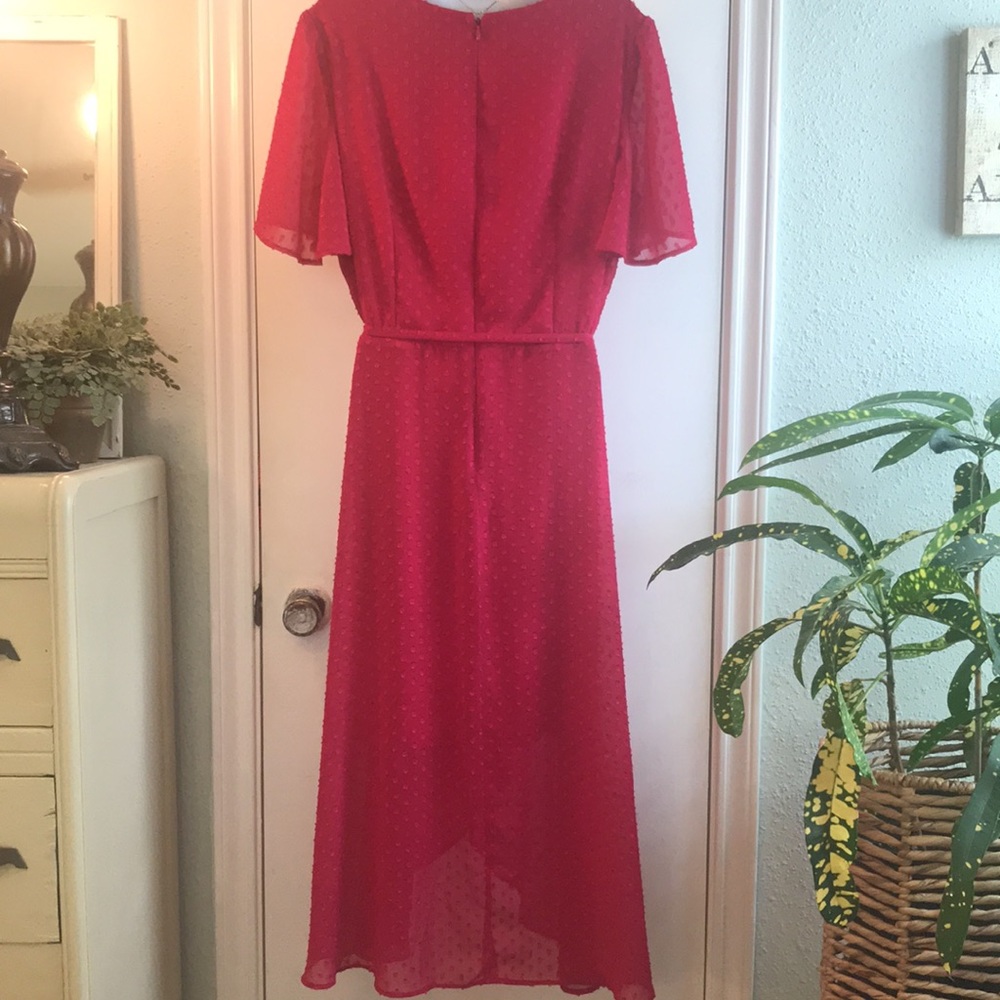 Sexy and ready for the holidays in this Vince Camuto Hi-low Wrap Midi Dress - Picture 12 of 14